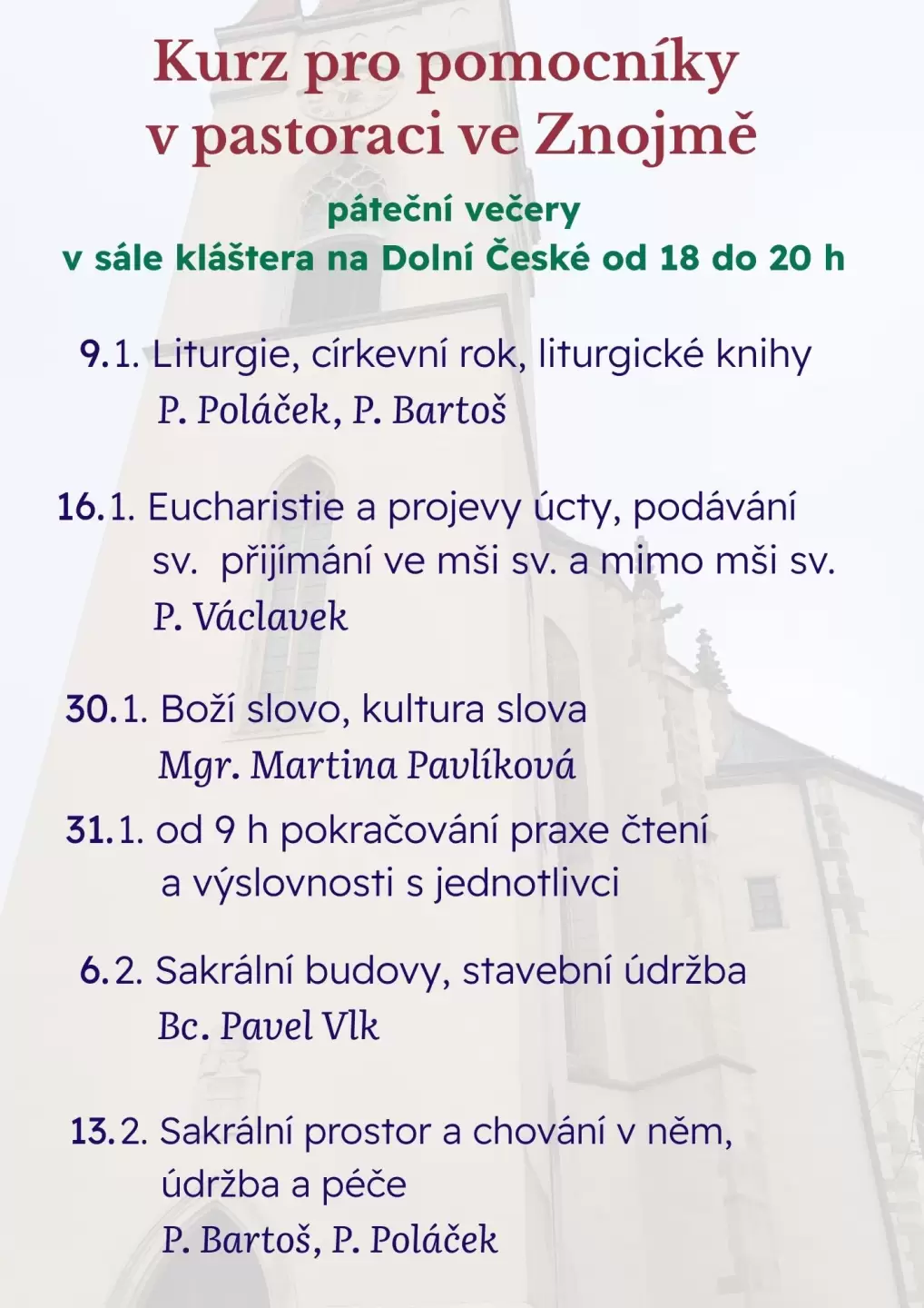 Kurz pro pomocníky v pastoraci ve Znojmě